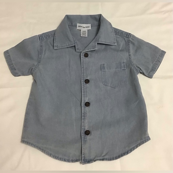 Miles the Label Baby Boy 2-piece Outfit Chambray Shirt and Shorts Size 12 Month - Picture 4 of 15